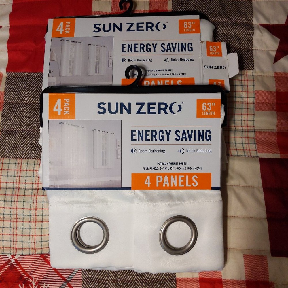 8 panels white 63" with grommet curtains